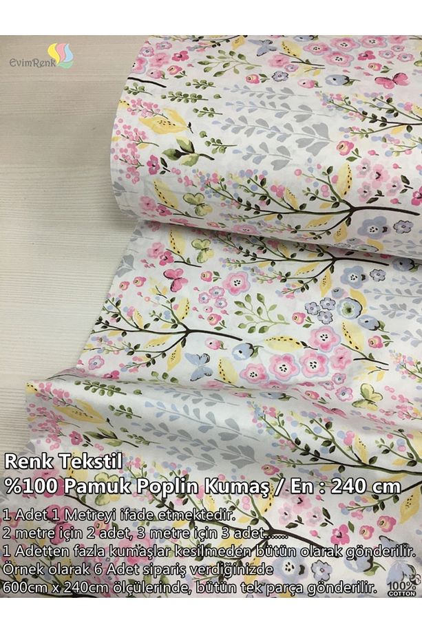 Spring Tale Desenli Nevresimlik Poplin Kumaş - Dikiş - Nevresim - Elbise - Hobi - 1