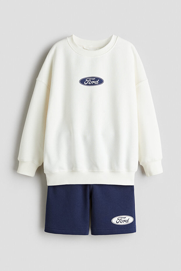 2 Parçalı Baskılı Sweatshirt Set - 1