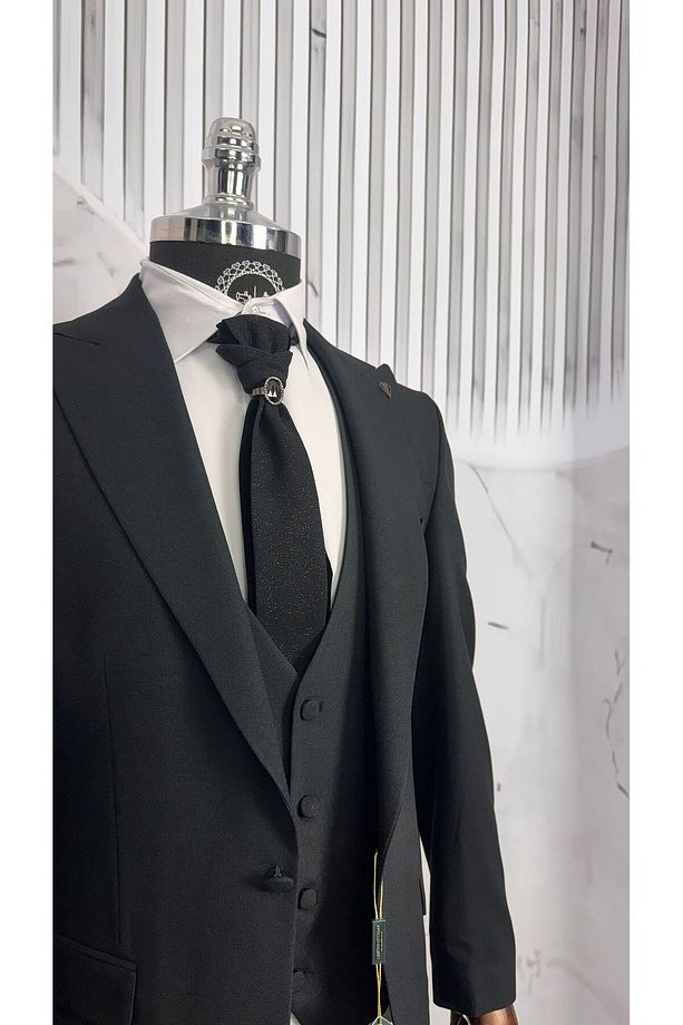 Slim Fit Kırlangıç Yaka Damatlık - 5