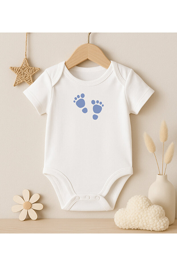 Little Baby Footprint Printed Baby Bodysuit