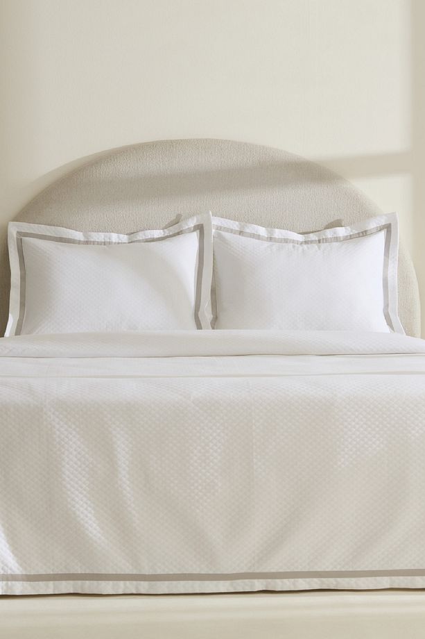 White Collection Doris %100 Pamuk Çift Kişilik Yatak Örtüsü Takımı Gri - 1
