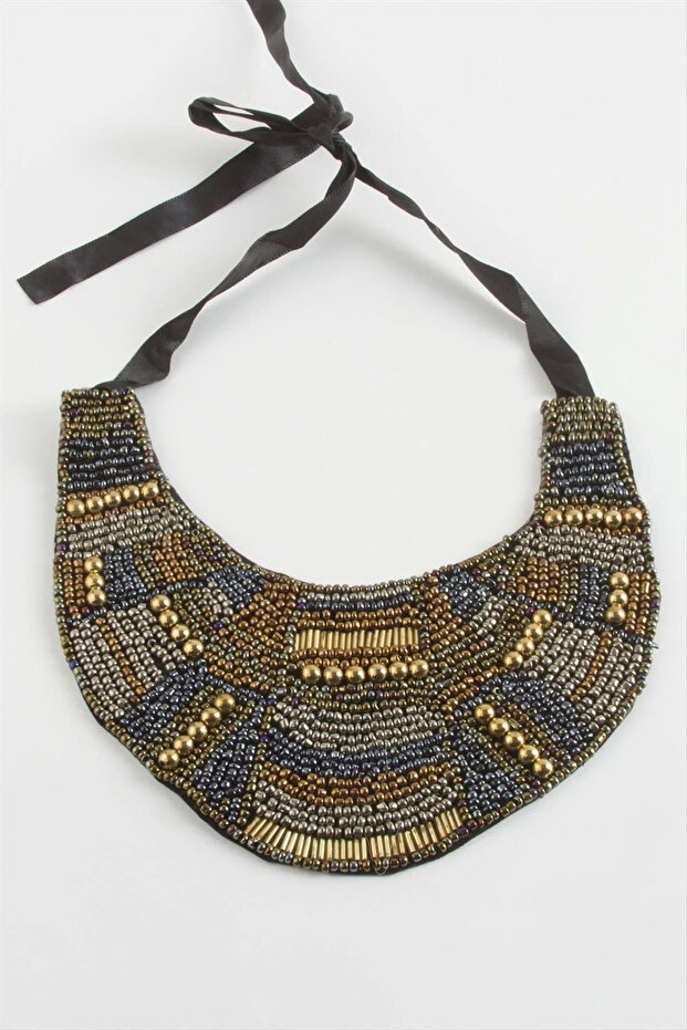 Ethnic Sand Bead Collar Necklace