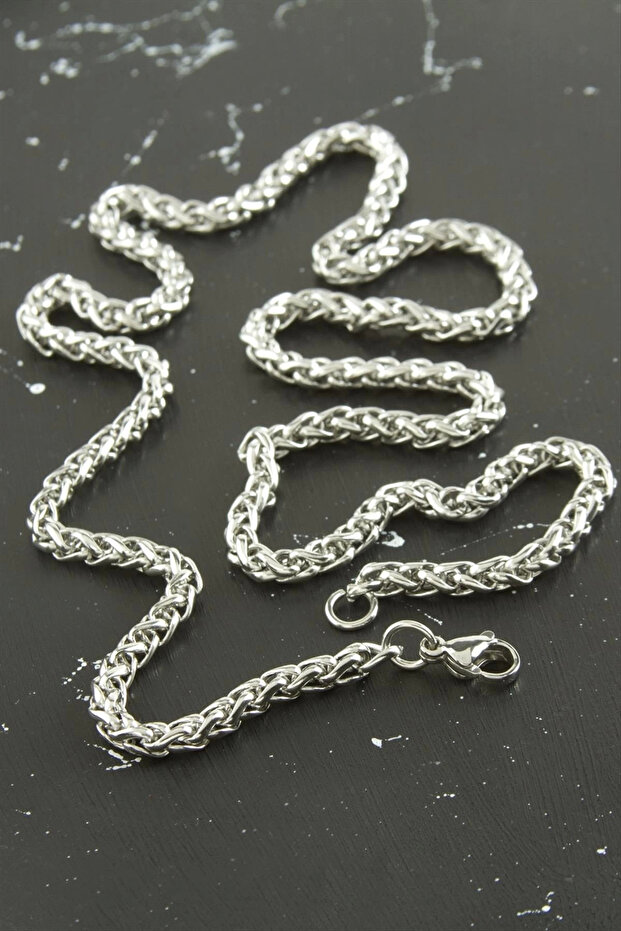 Interlocking Chain Steel Necklace 55 cm