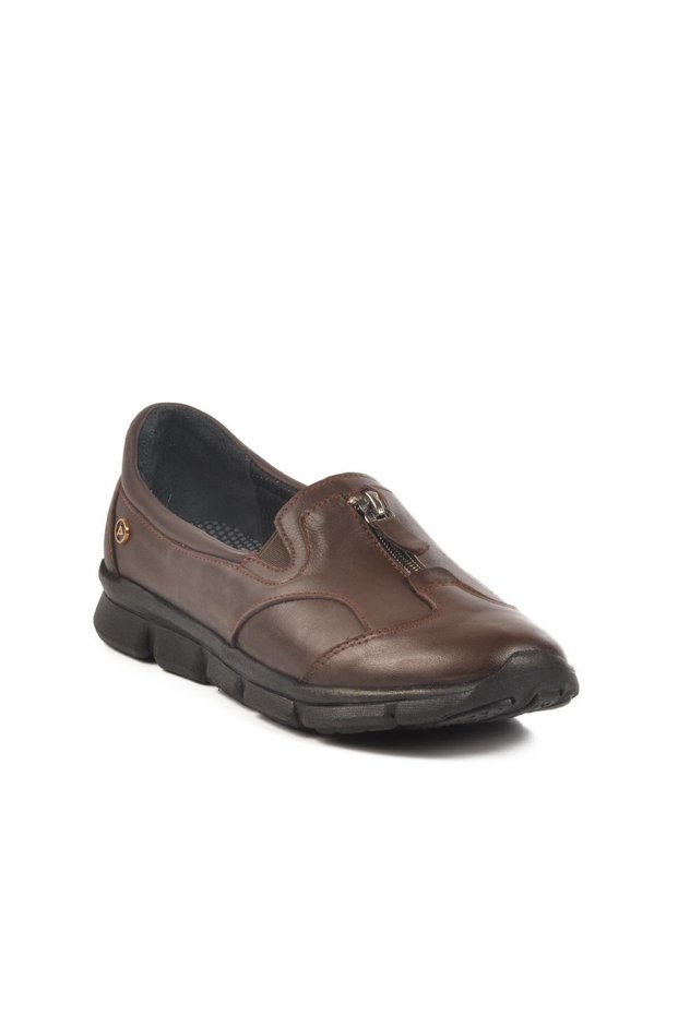603 Z Orthopedic Genuine Leather Women's Brown Casual Shoes Comfortable Flexible Lightweight Slip-On Shoes