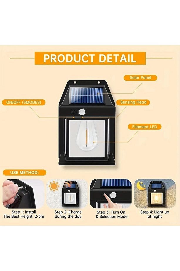 3 Mod'lu Sensörlü 2 Adet Bahçe Led Ampul Büyük Boy Güneş Enerjili Hareket Sensörlü Bahçe Led 3 Modlu - 3