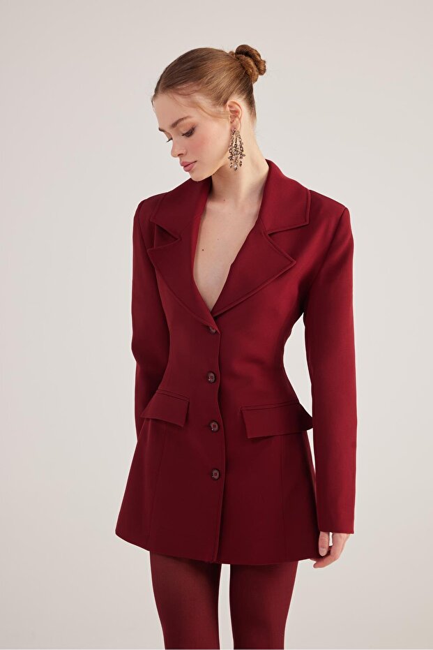 Deja Blazer Ceket Bordo - 4