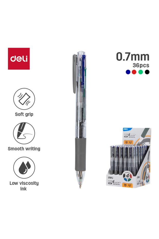 EQ182 Ball Point Pen 0.7mm Tip 36PCS, ASST. – Ideal for Office, Study, and Notes