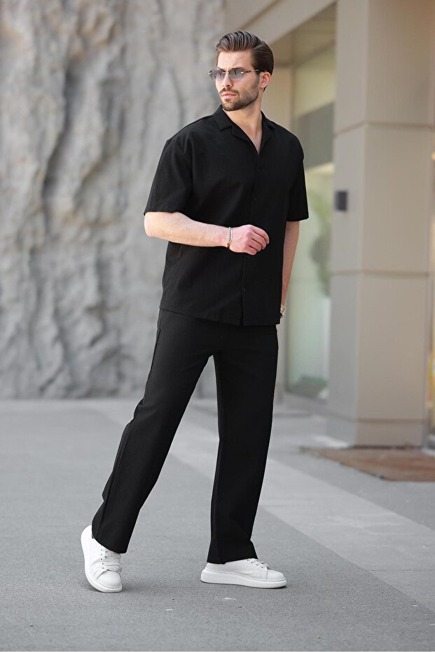 Siyah Basic Erkek Gömlek Takım E7320 - 3