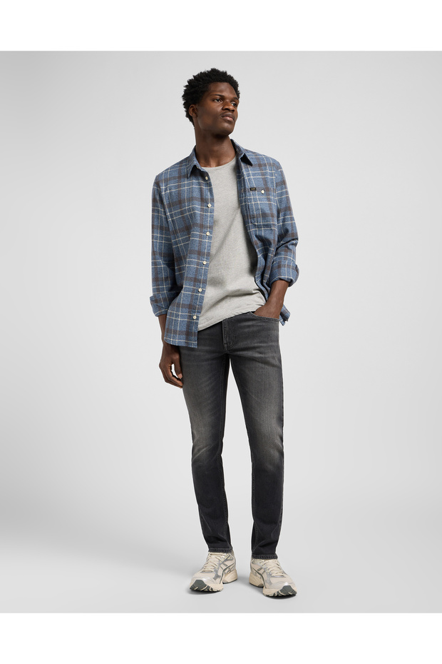 LEESURE-Hemd, Indigo, statisches Karomuster - 1