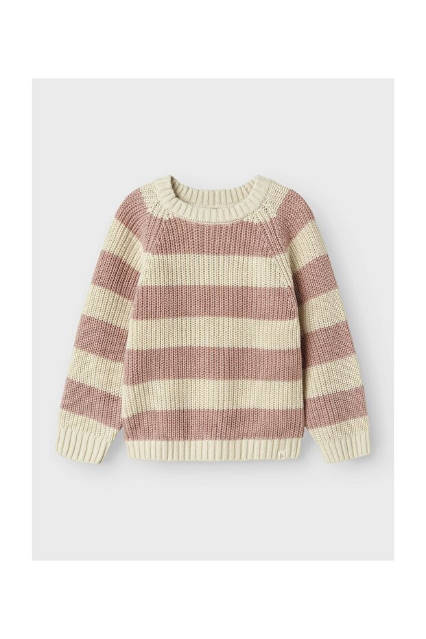 NMFEMLEN LS STRICK-STREIFENPULLOVER LILA - 1