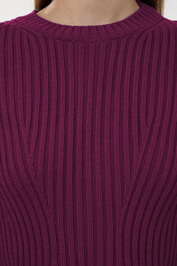 Mürdüm Mini Triko A-Line Formda Elbise TWOAW25EL00030 - 4