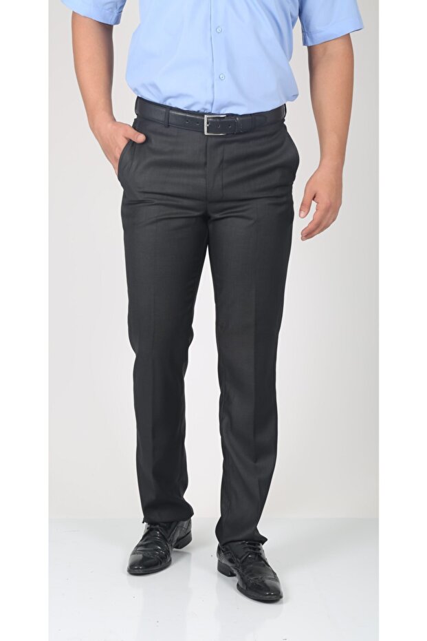 Men's Smoked Pleatless Fabric Trousers