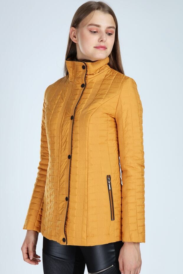 Kadın Sarı Kapitone Mont - 2