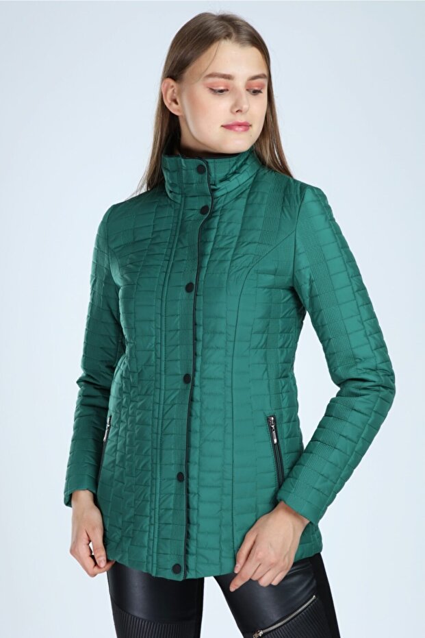 Kadın Yeşil Kapitone Mont - 2