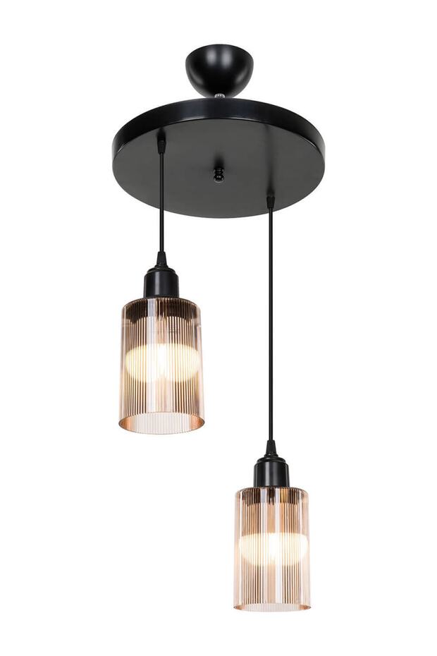 Aksel 2'li Avize Bal Optik Camlı Siyah - 4