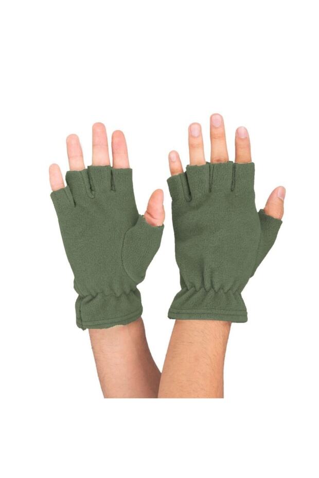 Gloves Fleece Cut-Toe Khaki Color