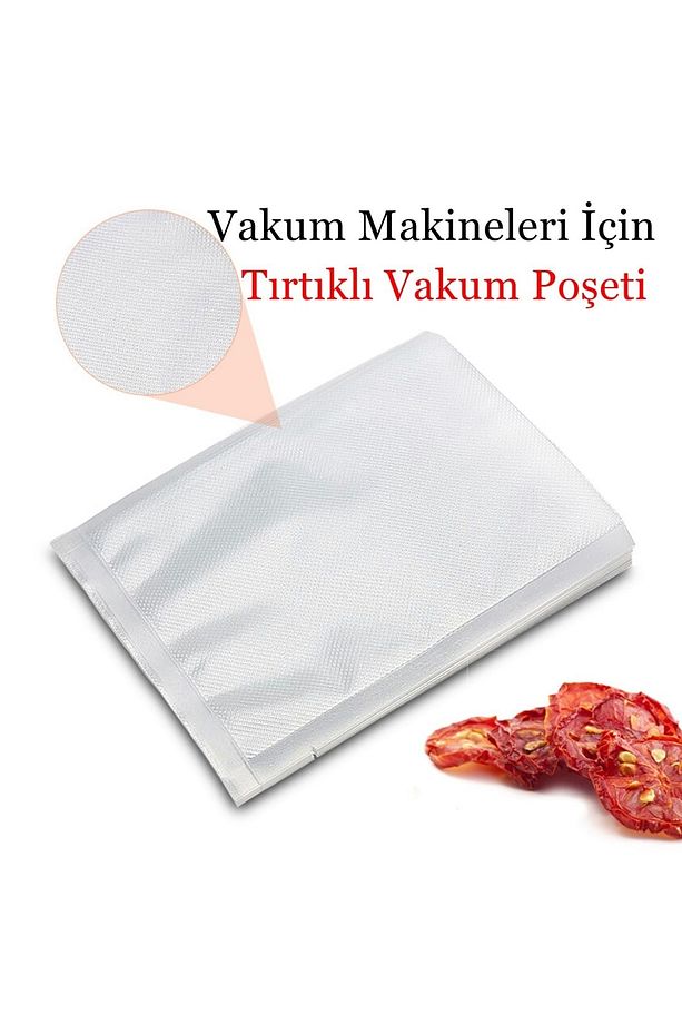 Vakum Makineleri Için Tek Yüzeyi Tırtıklı Vakum Torbası - Poşeti 15cmx20cm - 30 Adet - 1