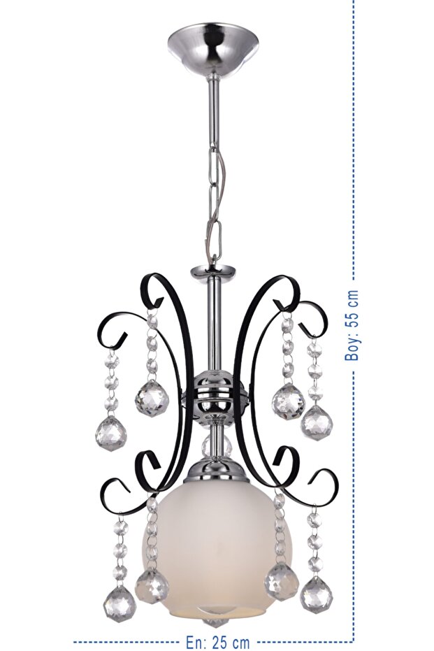 Figür Tekli Moder Taşlı Avize Siyah - 4