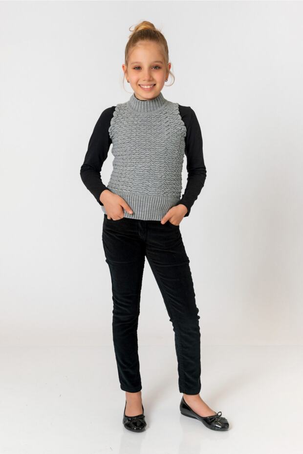 Sivi džemper za devojčice - 1