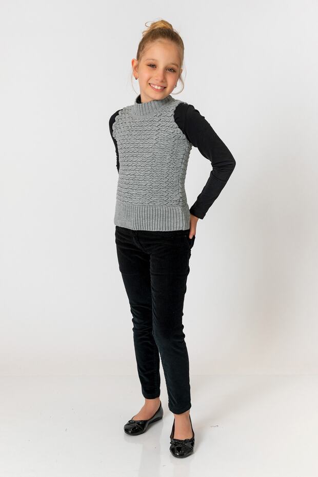 Sivi džemper za devojčice - 4
