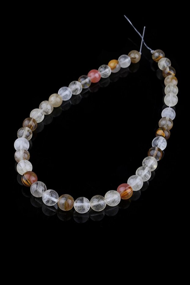 سلسلة حجر كوارتز وردي 10 ملم - Dizi0281 - 2