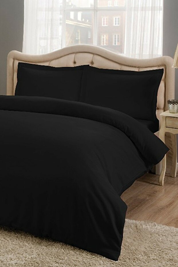Satin Basic Bedding Set Black