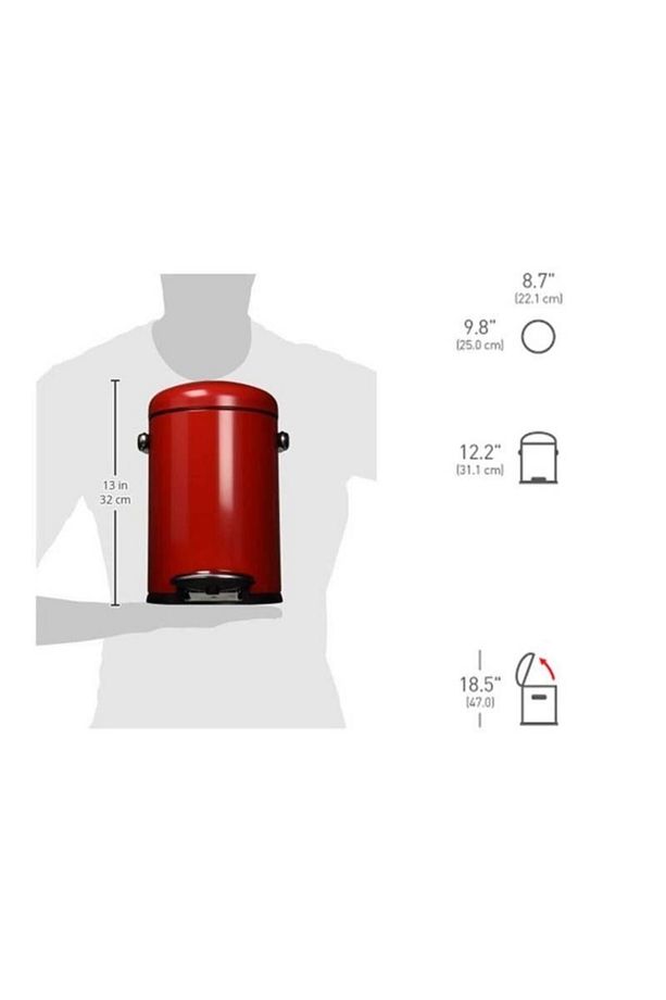 Cw1294- Mini Çöp Kovası Retro 4,5lt Kırmızı - 4