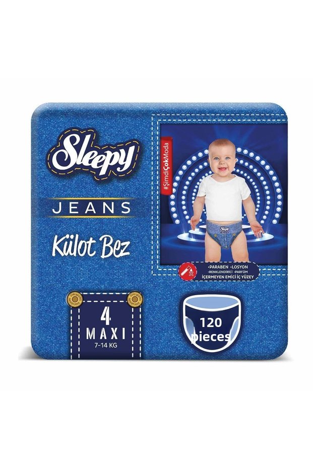 Jeans Panties Diaper Size 4 Maxi 4-Piece Jumbo 120 Pieces (7-14 kg)