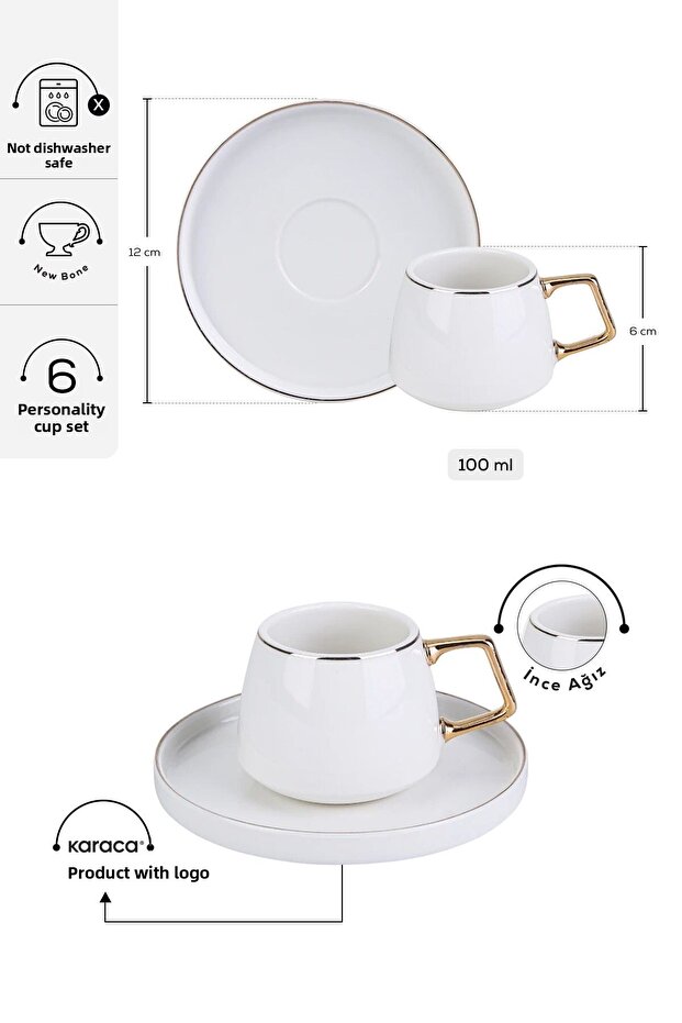 Saturn Sada 6 šálků na kávu 100 ml zlatá - 2