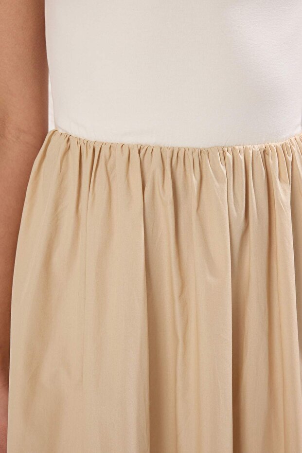 Camel Renk Bloklu Maxi Dokuma Elbise TWOSS25EL00867 - 3