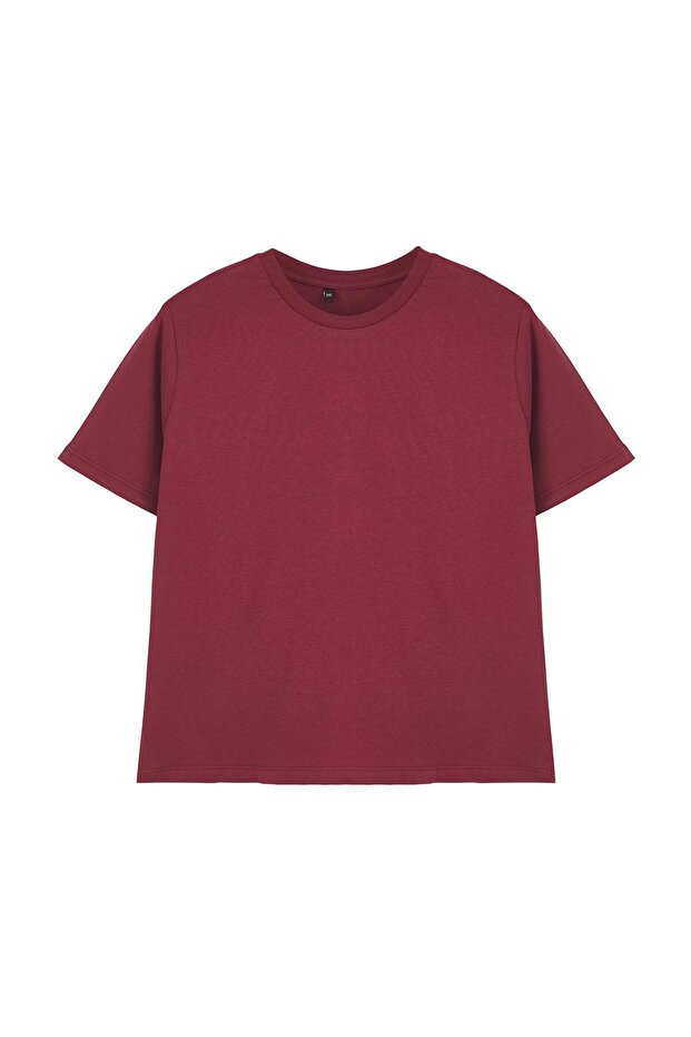 Bordó-bézs 2 csomagos nagy méretű Crop póló TBBSS25BF00080 - 8