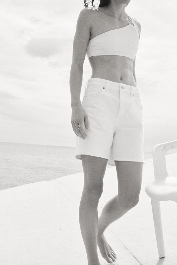 Yüksek Belli Kot Şort - 2