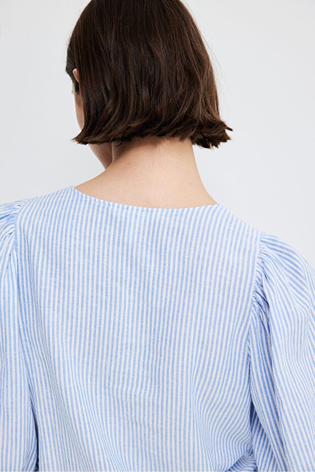 Keten Karışımlı Bluz - 4