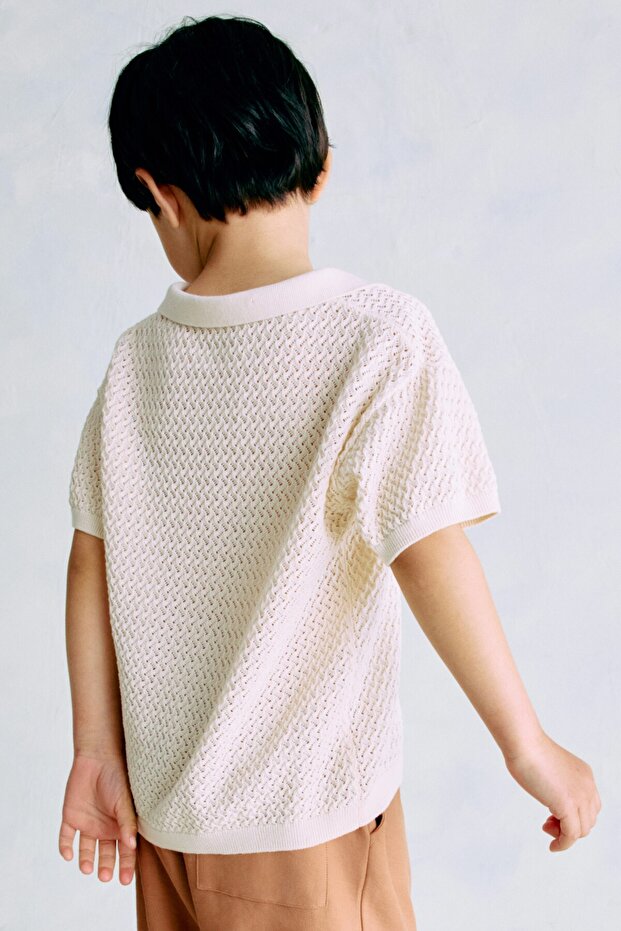 Tekstüre Triko Polo Üst - 3