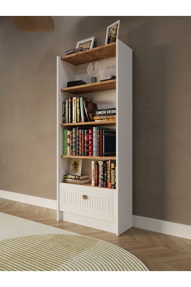 Bohem 5 Raflı Kapaklı Kitaplık MDF Dekoratif Kapak - 3
