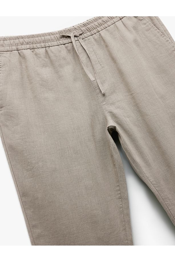 Cep Detaylı Regular Fit Beli Bağcıklı Yazlık Pantolon - 5