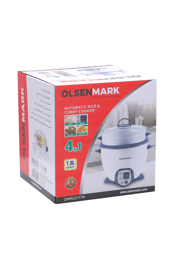 طنجرة أرز وكاري سعة 1.8 لتر - طهي تلقائي، الحفاظ على الدفء، بخار، وعاء غير لاصق، غطاء، ملعقة - 5