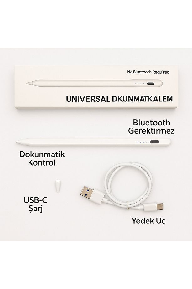 Universal Dokunmatik Stylus Kalem - USB-C Sarjli, Bluetooth’suz, iOS Android Uyumlu - 5