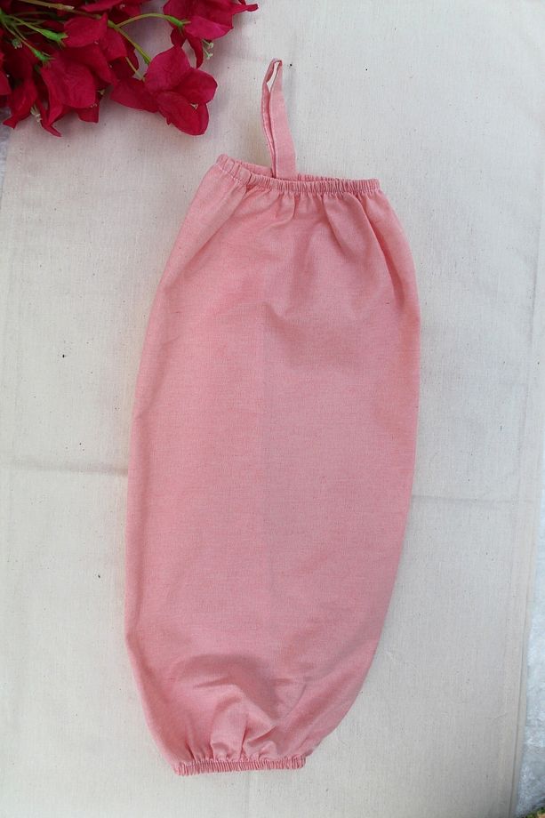 Pembe Çift Lastikli Keten Poşetlik - Mutfak Düzenleyici - 2