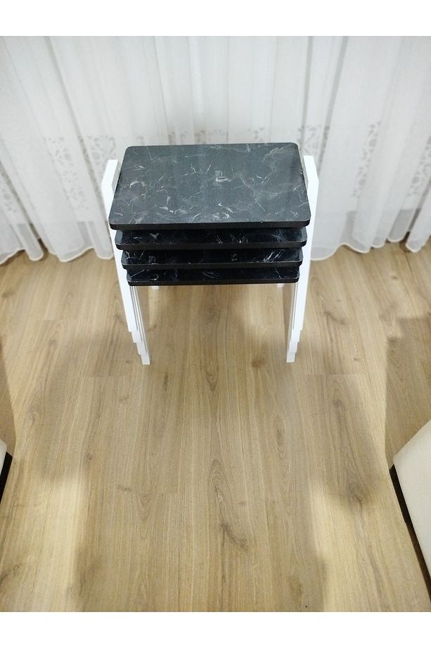 Zigon Sehpa 4'Lü Mermer Desenli Tepsi Model - 2