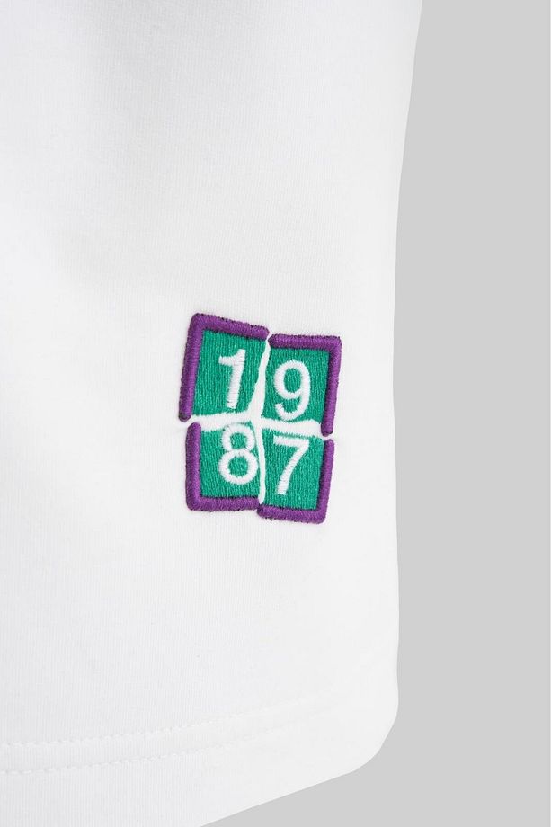 PIECED TECHNICAL EMBROIDERED TEE ECRU - 4