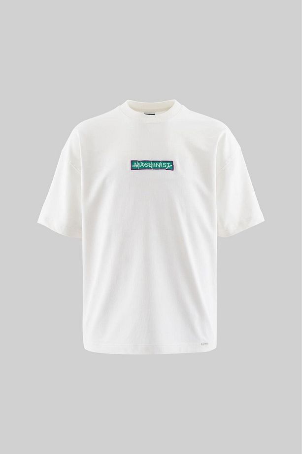 PIECED TECHNICAL EMBROIDERED TEE ECRU - 1