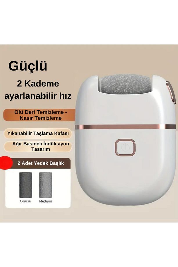 3 Adet Başlıklı Elektrikli Topuk Törpüsü Ayak Değirmeni Ölü Cilt Çıkartma Şarjlı Model:m668 - 3