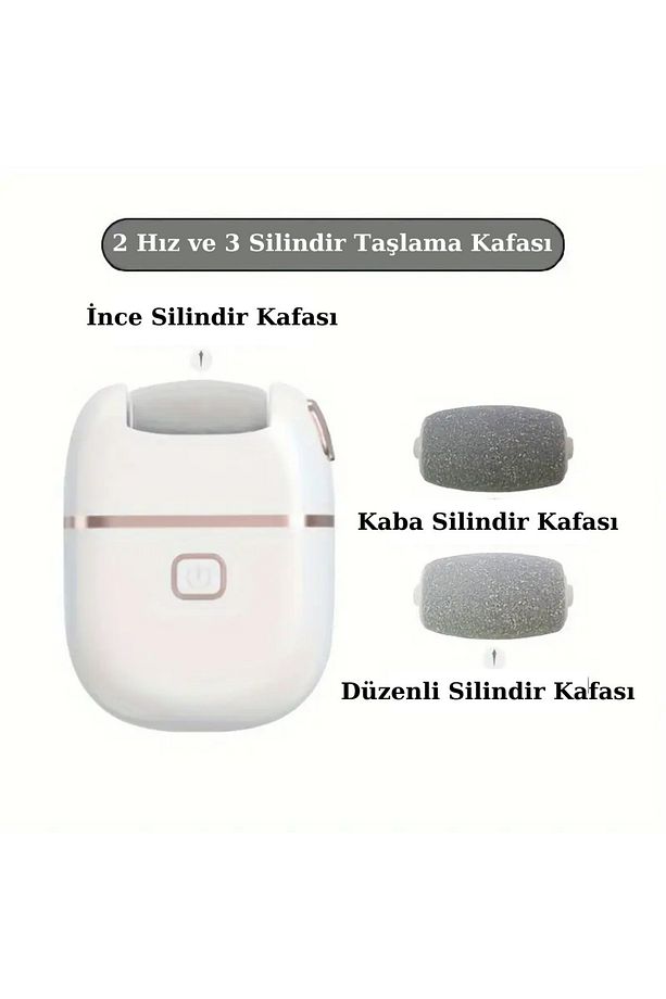 3 Adet Başlıklı Elektrikli Topuk Törpüsü Ayak Değirmeni Ölü Cilt Çıkartma Şarjlı Model:m668 - 4