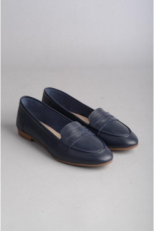 Select 008 genuine leather women's ballet navy blue