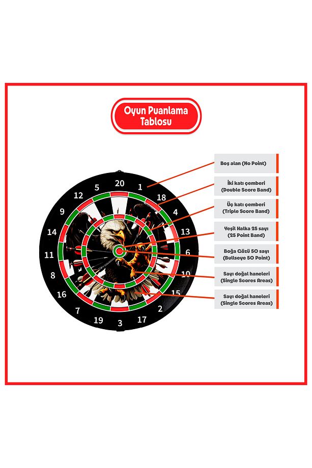 4 Oklu Mıknatıslı Taraftar Dart Seti Çift Yönlü Manyetik Dart Askılı Dartboard - 4