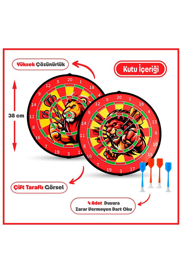4 Oklu Mıknatıslı Taraftar Dart Seti Çift Yönlü Manyetik Dart Askılı Dartboard - 4