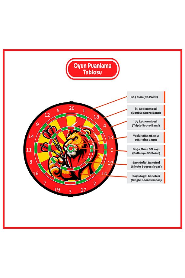 4 Oklu Mıknatıslı Taraftar Dart Seti Çift Yönlü Manyetik Dart Askılı Dartboard - 2