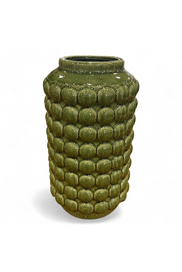 Seramik Yeşil Baloncuklu Vazo - 1