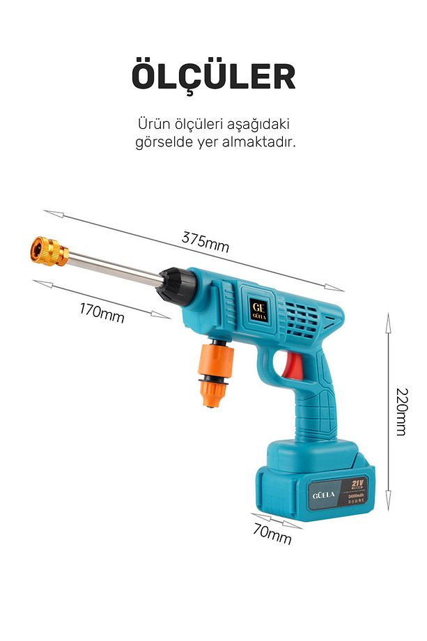Şarjlı ve Yüksek Basınçlı Oto Yıkama Ve Sulama Tabancası - 8